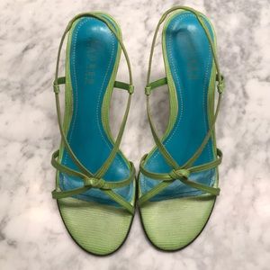 Ralph Lauren Turquoise and Lime Strappy Sandals